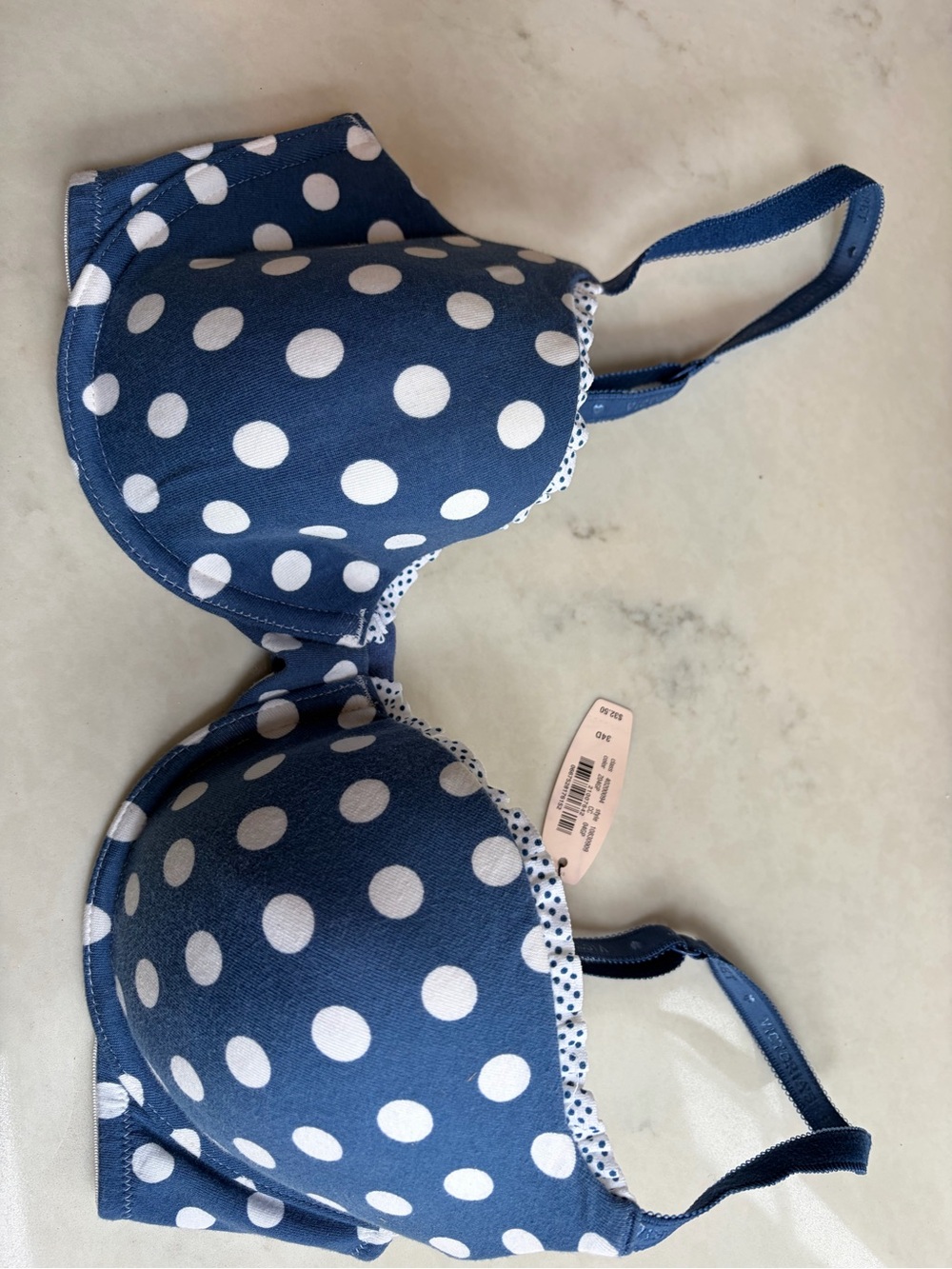 Victoria's Secret Navy Blue and White Polka Dot Bra